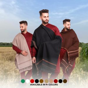 Pure Acrylic Woolen Solid Color Peshawari Dhussa Shawl For Men
